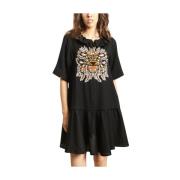 Zwarte Wol Ruffle Jurk Simba Manoush , Black , Dames