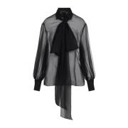 Elegante Chiffon Zijden Shirt voor Vrouwen Valentino , Black , Dames