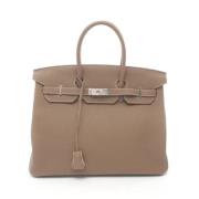 Pre-owned Leather handbags Hermès Vintage , Gray , Dames