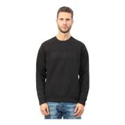 Zwarte Crewneck Sweater met Voorlogo Guess , Black , Heren