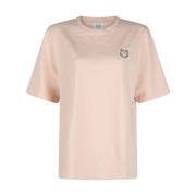 Roze Logo Patch Katoenen T-shirt Maison Kitsuné , Pink , Dames