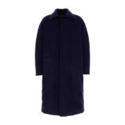 Navy Blauwe Wollen Jas Herenmode Z Zegna , Blue , Heren