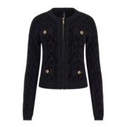 Chenille Cardigan met Monogram Detail Guess , Black , Dames