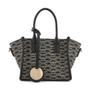 Zwarte Monogram Logo Winkel Tas met Verstelbare Band Emporio Armani , ...