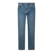 Blauwe Denim Jeans met Ritssluiting Moschino , Blue , Heren