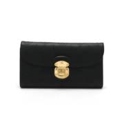 Pre-owned Leather wallets Louis Vuitton Vintage , Black , Dames