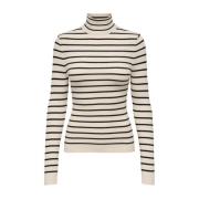 Wit/Zwart Onlkarol L/S Rollneck Pullover Knt Noos Gebreid Only , Beige...