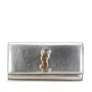 Pre-owned Leather clutches Yves Saint Laurent Vintage , Gray , Dames