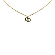 Pre-owned Metal necklaces Dior Vintage , Yellow , Dames