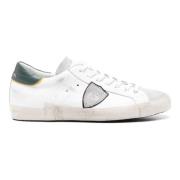 Lage sneaker van kalfsleer en suède Philippe Model , White , Heren