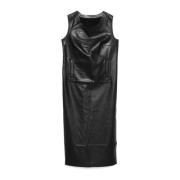 Zwarte Mouwloze Jurk van Imitatieleer Norma Kamali , Black , Dames