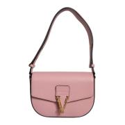 Leren Crossbody Schoudertas Roze Zwart Versace , Pink , Dames