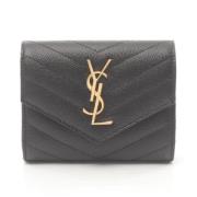 Pre-owned Leather wallets Yves Saint Laurent Vintage , Black , Dames