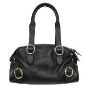 Pre-owned Leather handbags Burberry Vintage , Black , Dames