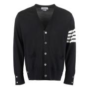 Gestreepte Merino Wol Cardigan met Driekleurig Detail Thom Browne , Bl...