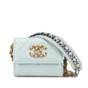 Pre-owned Leather crossbody-bags Chanel Vintage , Blue , Dames