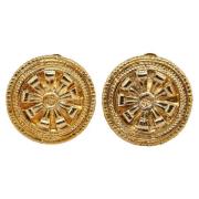 Pre-owned Metal earrings Chanel Vintage , Yellow , Dames