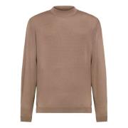 Mock Polo Neck Jumper in superfijne merinowol Boggi Milano , Brown , H...