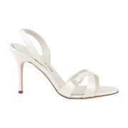 Beige Satin High Heel Sandals Manolo Blahnik , Beige , Dames