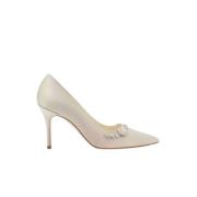 Beige Kristal Stiletto Hakken Manolo Blahnik , Beige , Dames