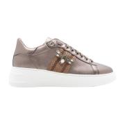 Leren Sneaker met Insectapplicatie Stokton , Brown , Dames