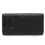 Pre-owned Leather wallets Chanel Vintage , Black , Dames