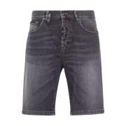 Grijze denim shorts met logo Philipp Plein , Gray , Heren