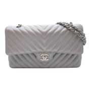 Pre-owned Leather chanel-bags Chanel Vintage , Gray , Dames