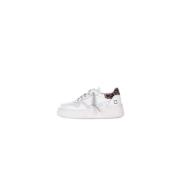 Witte leren sneakers met zijlogo D.a.t.e. , White , Heren