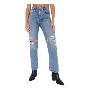 Hoge Taille Straight Fit Jeans Agolde , Blue , Dames