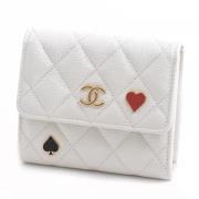 Pre-owned Leather wallets Chanel Vintage , White , Dames