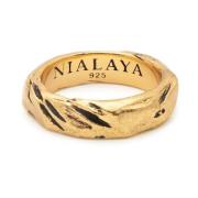 Carved Vintage Gold Ring Nialaya , Yellow , Heren