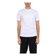 Katoenen T-shirt met Frontlogo Hugo Boss , White , Heren