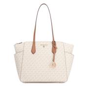 Logo Canvas Tote met Ritssluiting Michael Kors , White , Dames