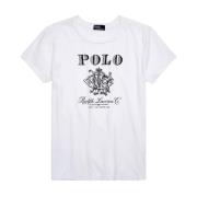 Wit katoenen T-shirt met logo Ralph Lauren , White , Dames