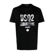 Casual Katoenen T-shirt Dsquared2 , Black , Heren