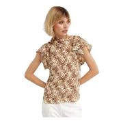 Zijden blouse met korte mouwen bruin motief Isabel Marant , Brown , Da...