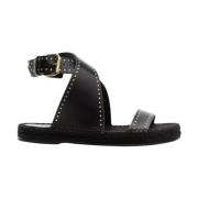 Zwarte leren studs sandalen Isabel Marant , Black , Dames