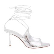 Zilveren metallic stiletto sandalen met strik Paris Texas , Gray , Dam...