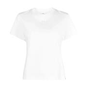 Wit Logo T-shirt Katoen Korte Mouw Courrèges , White , Dames