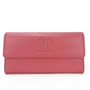 Pre-owned Leather wallets Chanel Vintage , Pink , Dames