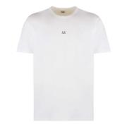 Contrast Logo Katoenen T-shirt C.p. Company , White , Heren