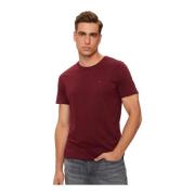 Rood Logo Geborduurd Slim Fit T-Shirt Tommy Jeans , Red , Heren