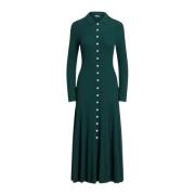 Wollen maxi jurk met kraag Ralph Lauren , Green , Dames