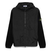 Zwarte jas met gebreide inzetstukken Stone Island , Black , Heren