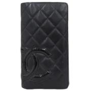 Pre-owned Leather wallets Chanel Vintage , Black , Dames