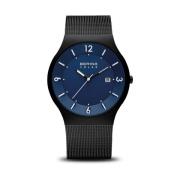 Heren zonnehorloge 40 mm saffierglas 5 ATM zonne-armband Milanese 1444...