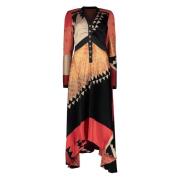 Zijden blend jurk met contrastdetails Etro , Multicolor , Dames