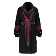 Cardigan met jacquardmotief en riem Etro , Black , Dames