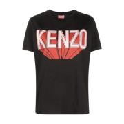 Zwart Logo Print T-shirt Kenzo , Black , Dames